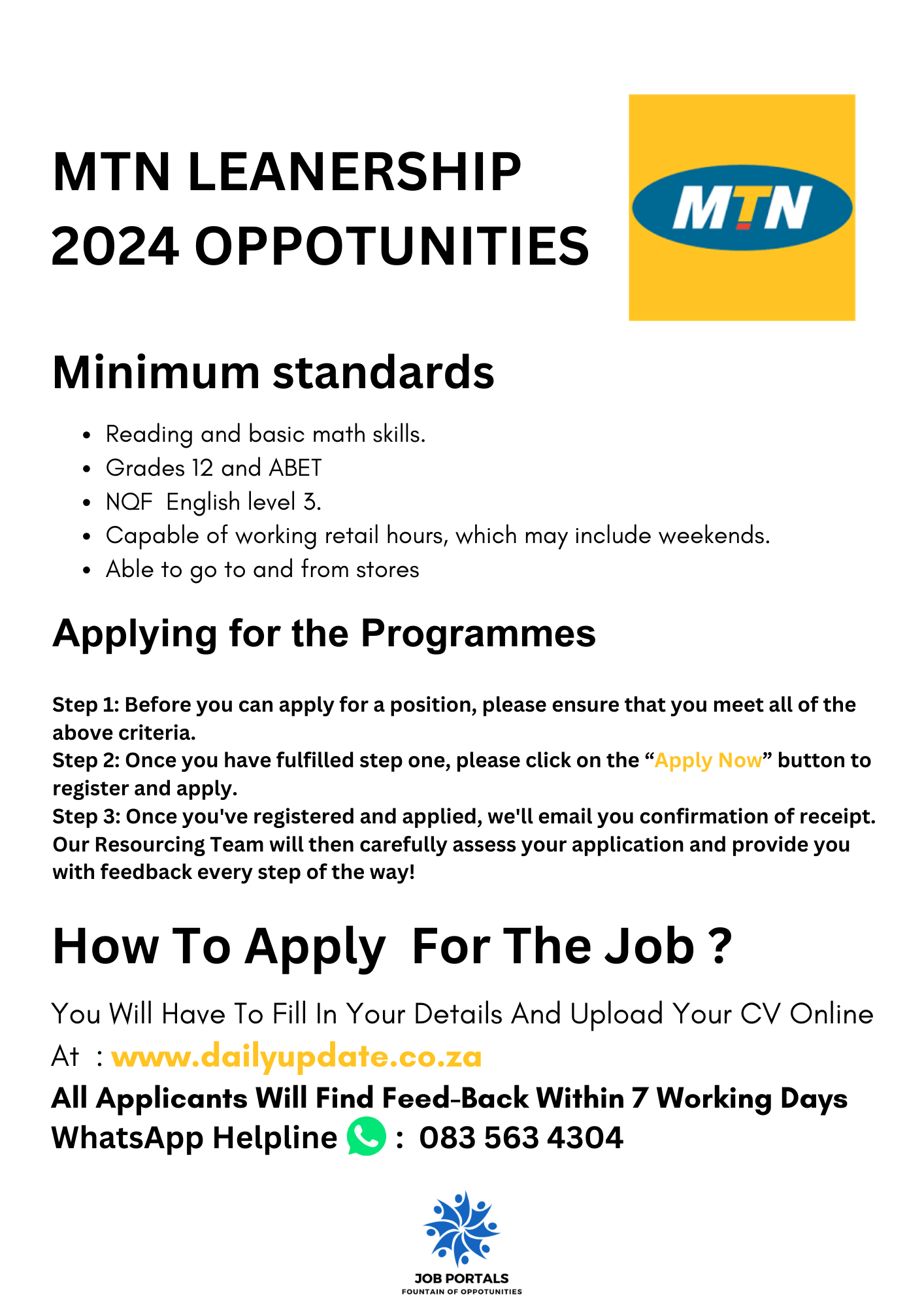 MTN Learnerships in South Africa for 2024