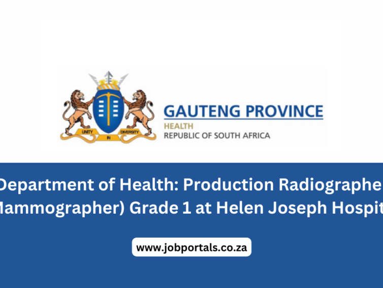 Department of Health: Production Radiographer (Mammographer) Grade 1 at Helen Joseph Hospital